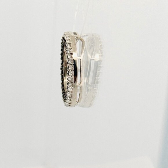 Brand New Black & White Crystal Encrusted Circle Pendant Sterling Silver 925 - Picture 5 of 10